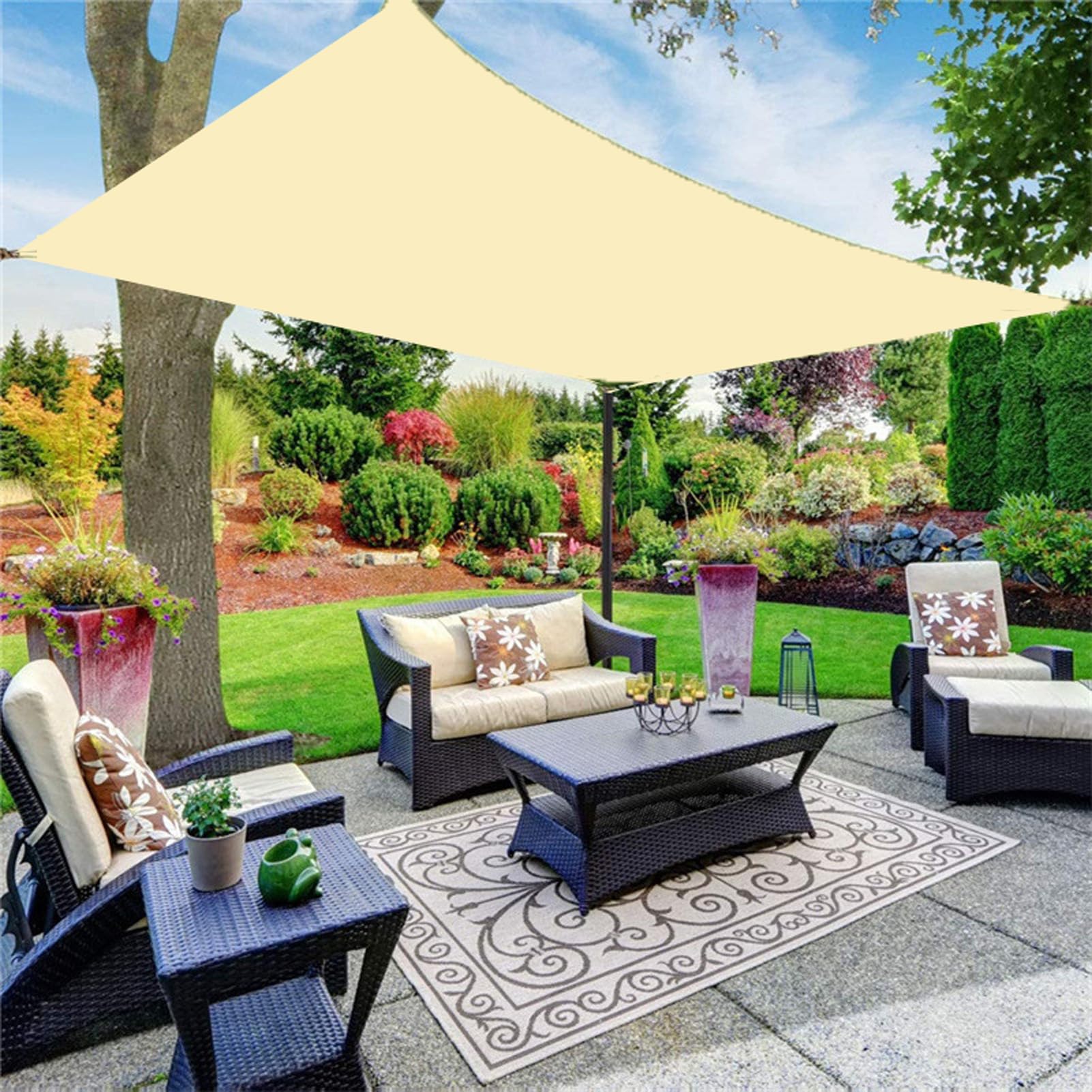Sonnensegel Quadrat 3,6x3,6m - Wasserdurchlässiger Sonnenschutz für Balkon, Terrasse, Garten, Markise, Pergola & Trampolin