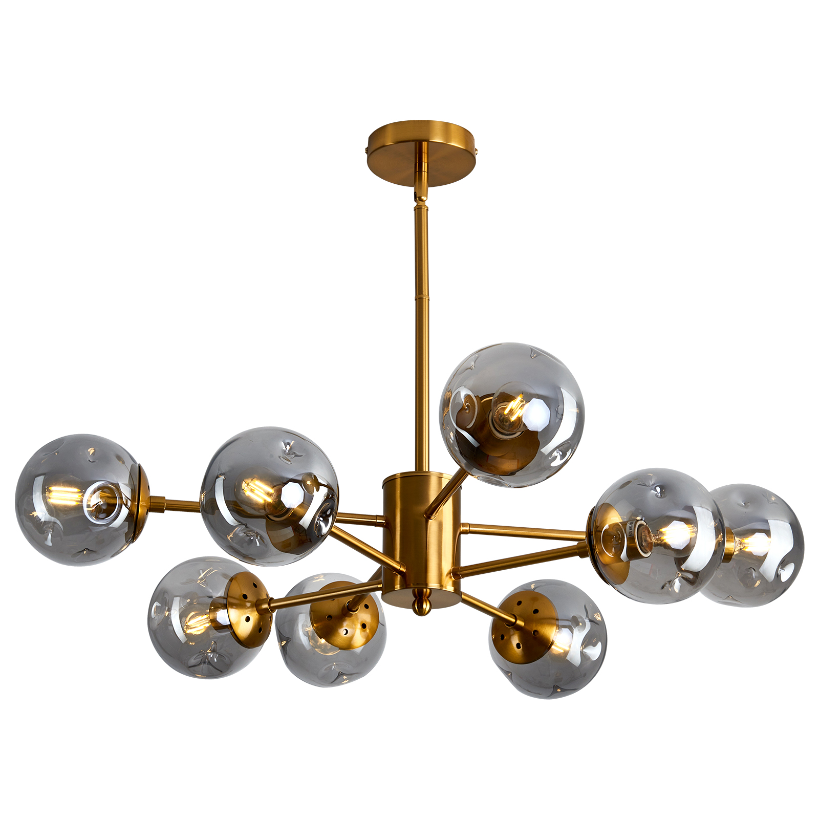 Image of 8 Light Chandelier Mid Century Glass Globe Sputnik Pendant Light Fixture Gold Ceiling Light for Living Room Kitchen Dining Room Bedroom Farmhouse.