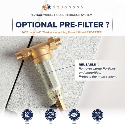 Vista 9 de Aquaboon Sistema de filtro de agua de 3 etapas para toda la casa con purificación de agua de 5 micrones 10x4.5 para la casa, 2 filtros reductores