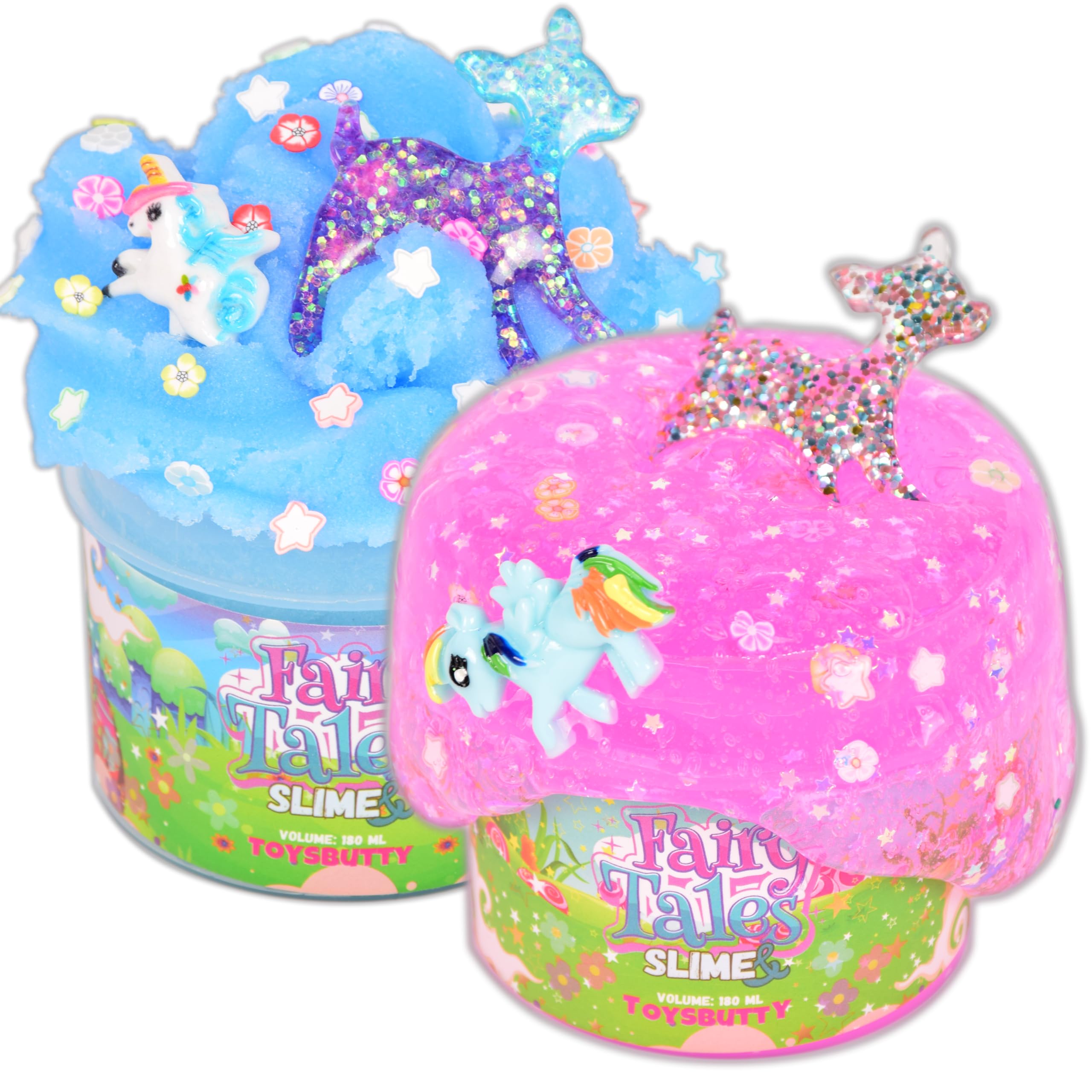 Slime Kit for Girls, 2 Pack Scented Cloud Slime & Clear Crystal Slime, 360ml with 10 Cute Charms & Add-ins, Non-Sticky Premade Putty Set, Perfect Birthday Craft Kit for Kids