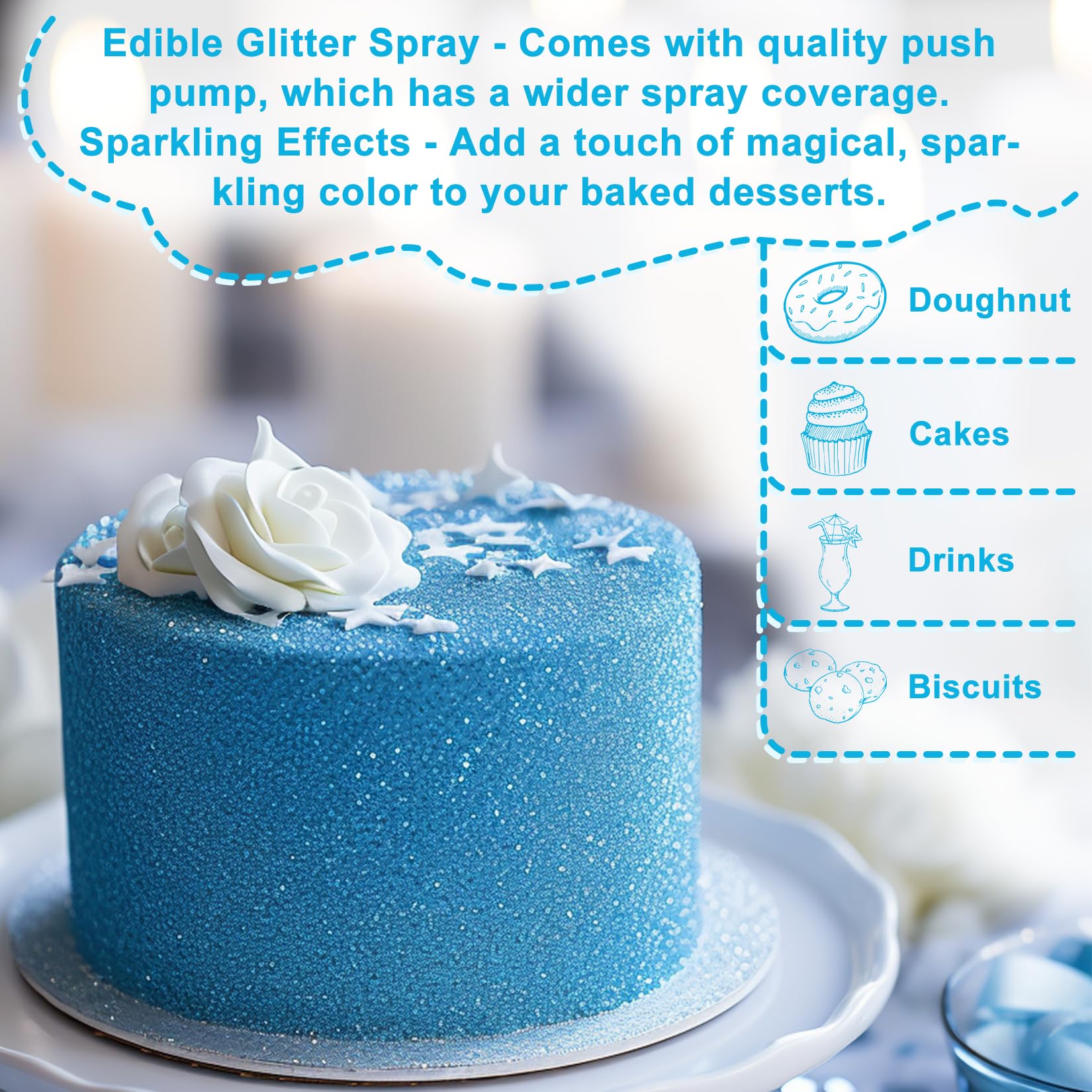 Snapklik.com : Edible Glitter Spray Set - 3 Color 100% Edible Glitter ...