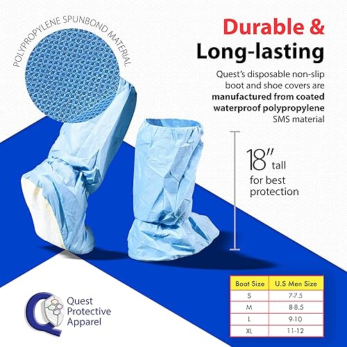 Miniatura 2 de Quest Traction - Fundas desechables para botas y zapatos, protectores antideslizantes de 18 pulgadas de alto, resistentes al agua y al