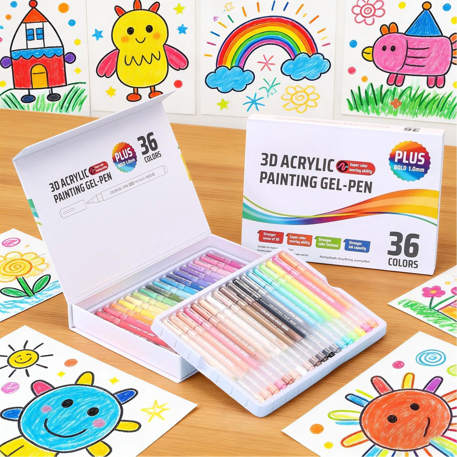 Penne A Gel Acriliche Colorate Pennarelli Retrattili per Disegno su Carta
