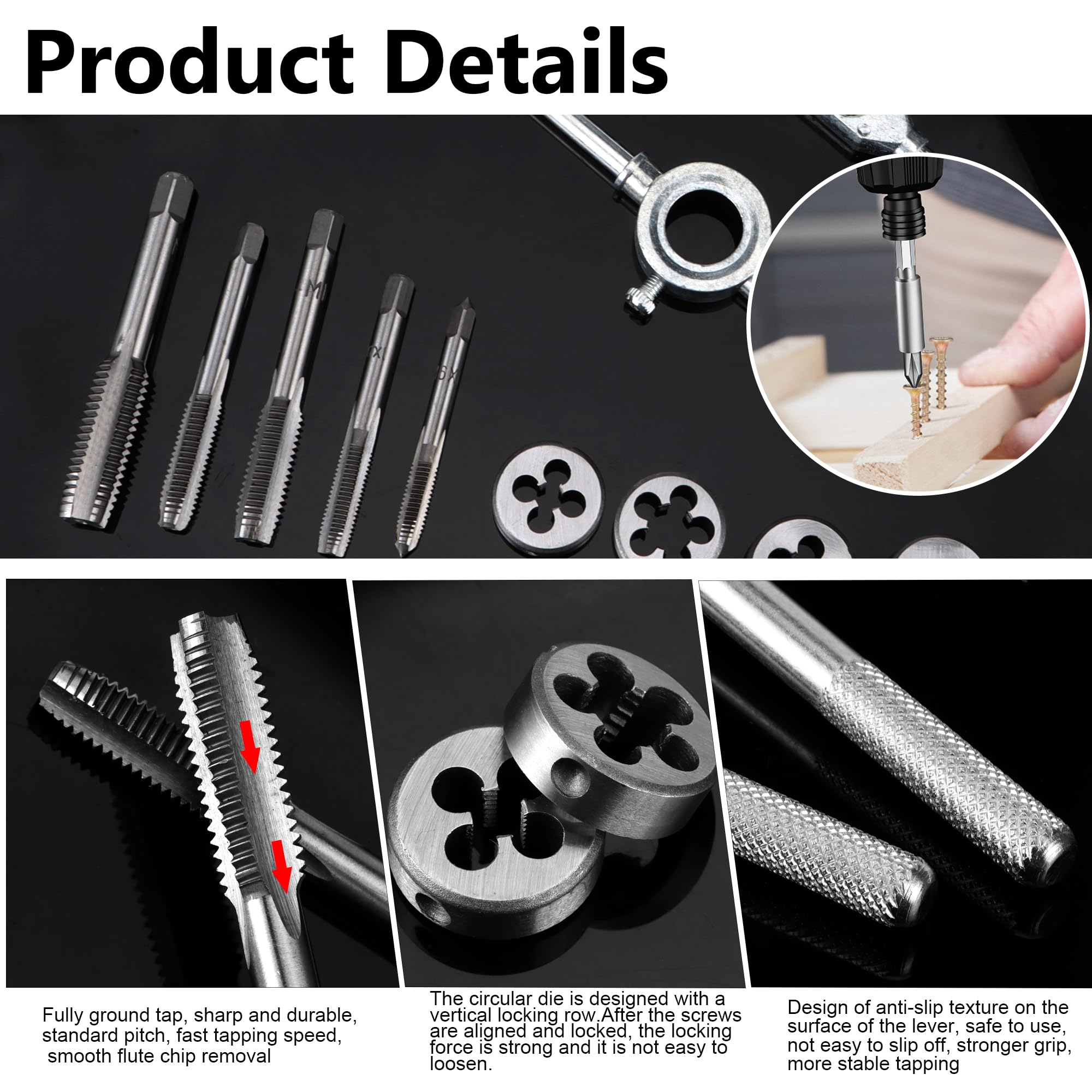 Set Maschi E Filiere Metriche 12 Pezzi - In Acciaio Per Filettatura Fai Da Te, Con Chiavi E Custodia - Foto 2