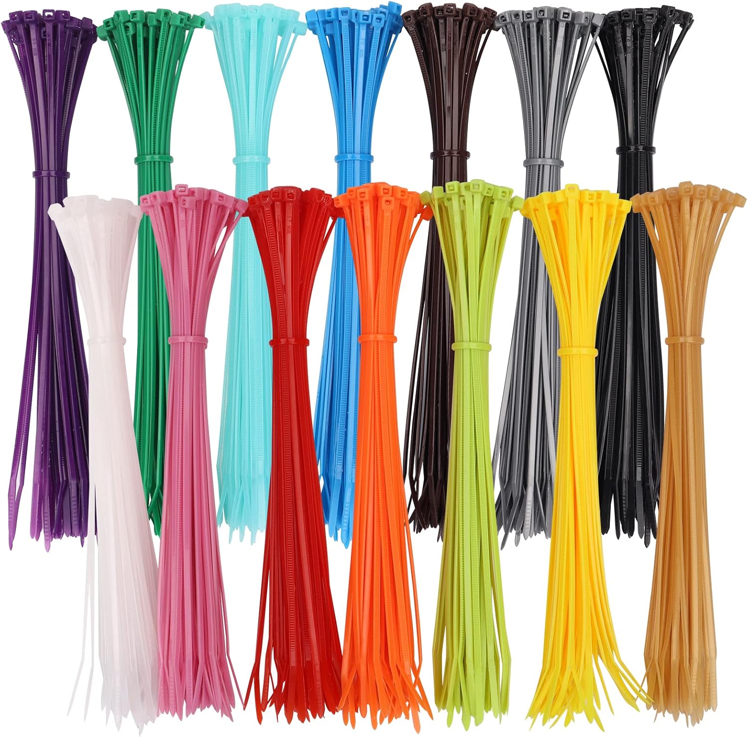 700Pcs Coloured Cable Ties, 2.5mmx200mm Zip Ties, 8" Long Nylon Zip