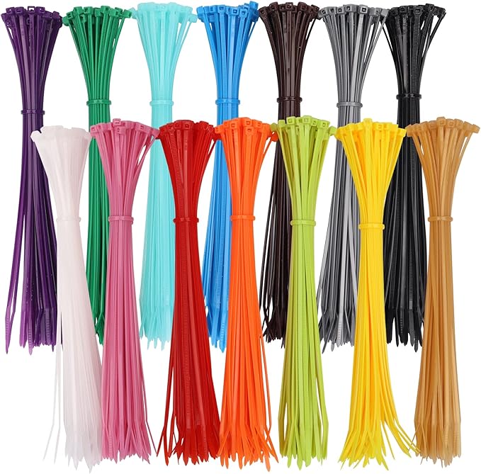 700Pcs Coloured Cable Ties, 2.5mmx200mm Zip Ties, 8" Long Nylon Zip