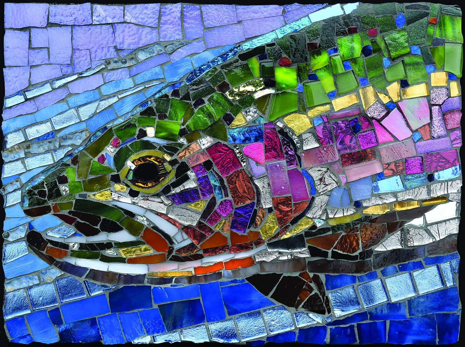 SUNSOUT INC - Stained Glass Rainbow Trout - 1000 pc Jigsaw Puzzle by Artist: Cynthie Fisher - Finished Size 23" x 28" - MPN# 70711