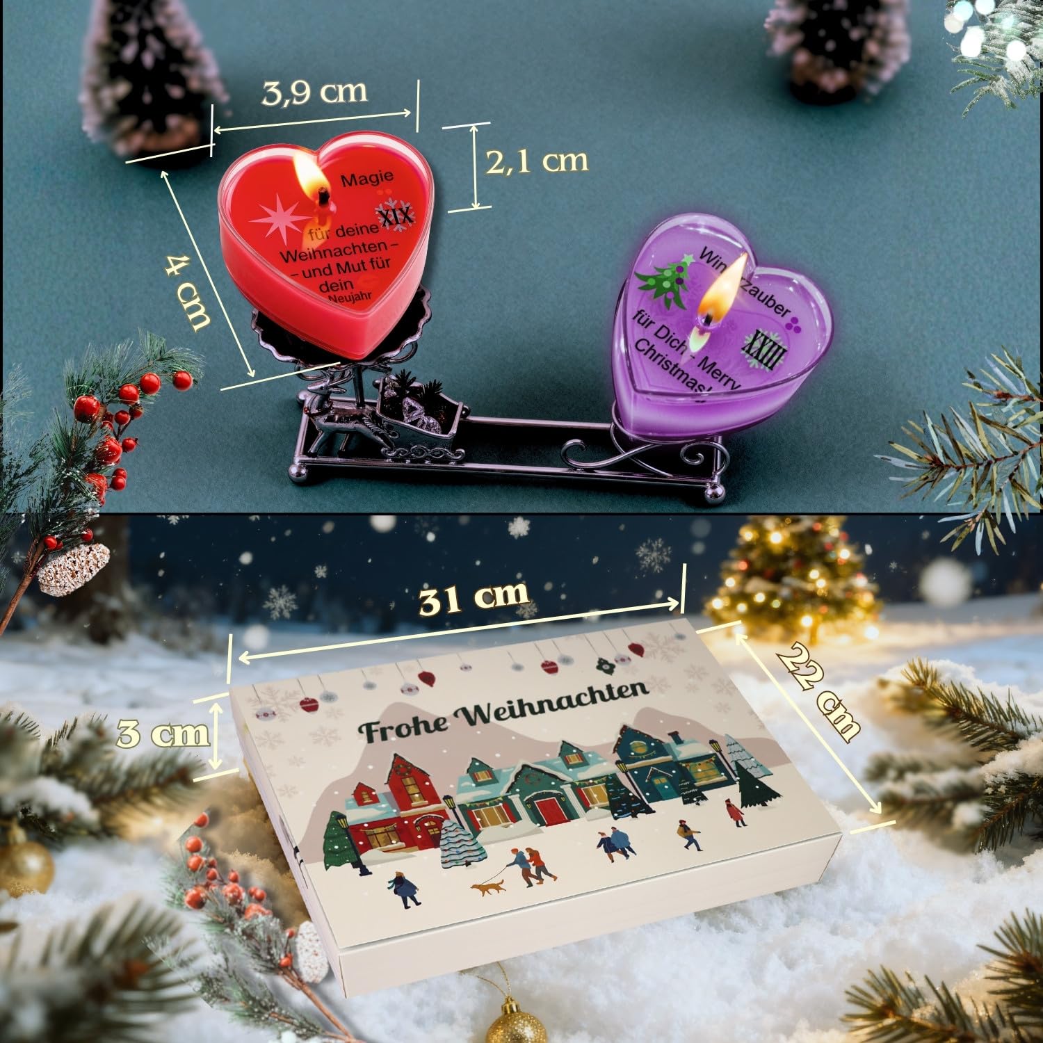 Duftkerzen Adventskalender 2025 - Kerzen mit versteckten Botschaften, Geschenk für Frauen, Geschenkset für Mama Eherfrau zu Weihnachten (Advent-Duft02)