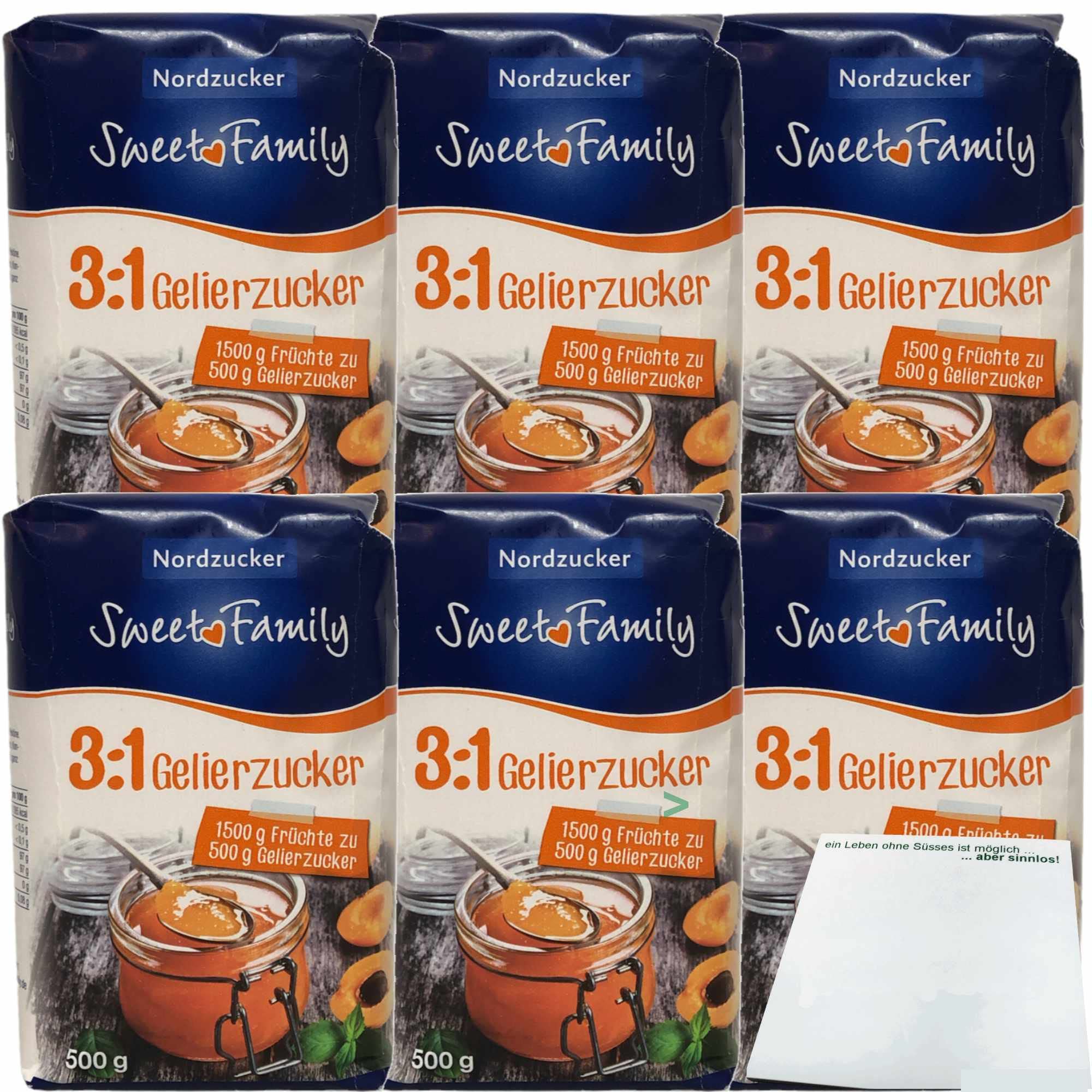 Nordzucker Gelierzucker 3zu1 6er Pack (6x500g Packung) + usy Block