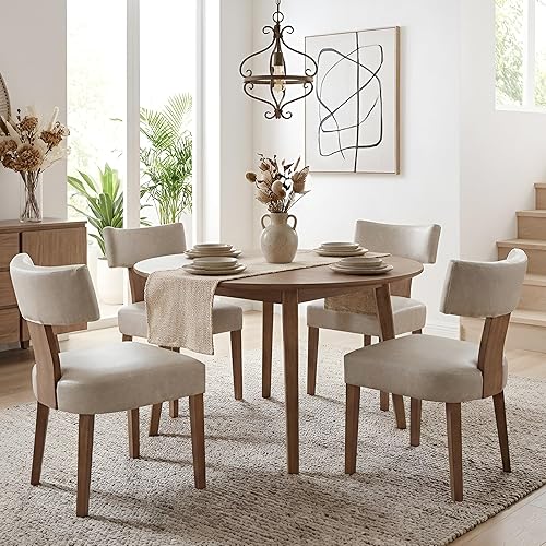 Miniatura 20 de Wahson Juego de 2 sillas de comedor estilo granja, sillas de cocina modernas de mediados de siglo tapizadas en carbón con patas de madera negra,