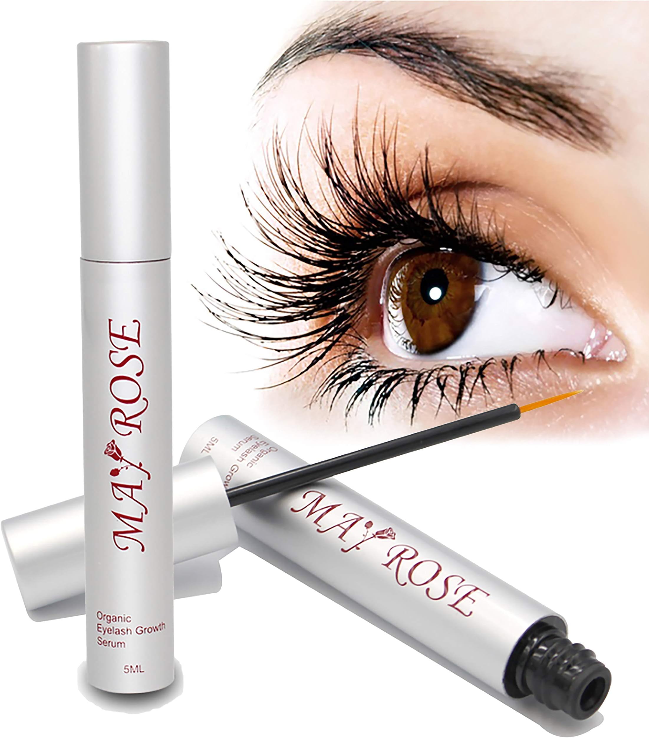 May Rose - Eyelash Growth Enhancer Serum for Long Ticker Lashes and Eyebrow Irritation Free (Eyelash Growth Serum, 5mL)
