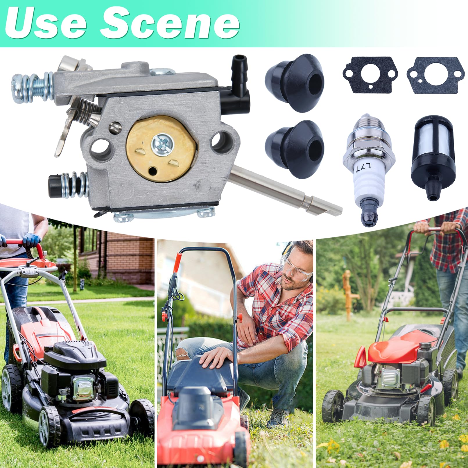 Adefol - Kit de carburador de combustible para Stihl H24D FS 48 52 56 62 66 81 86 106 FS48 FS52 FS56 FS62 FS66 FS81 FS86 FS106 Cortacésped Reemplazo para Walbro WT-45-1, 4126 126 126 00 06 00