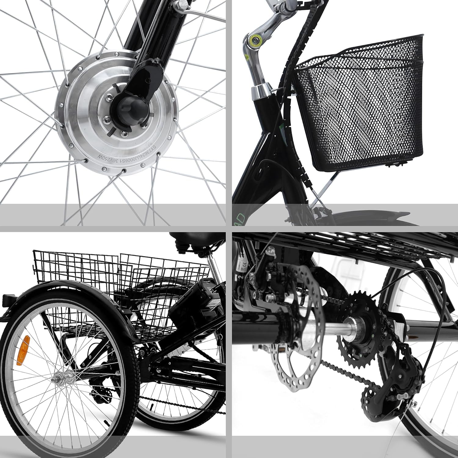 BAFANG Vélo cargo électrique T3A 250 W 36 V, 16 Ah | 100 Nm BAFANG Moteur central avec dérailleur 8 vitesses pour transport enfant Ebike Pedelec, cellule LG noire avec housse de pluie