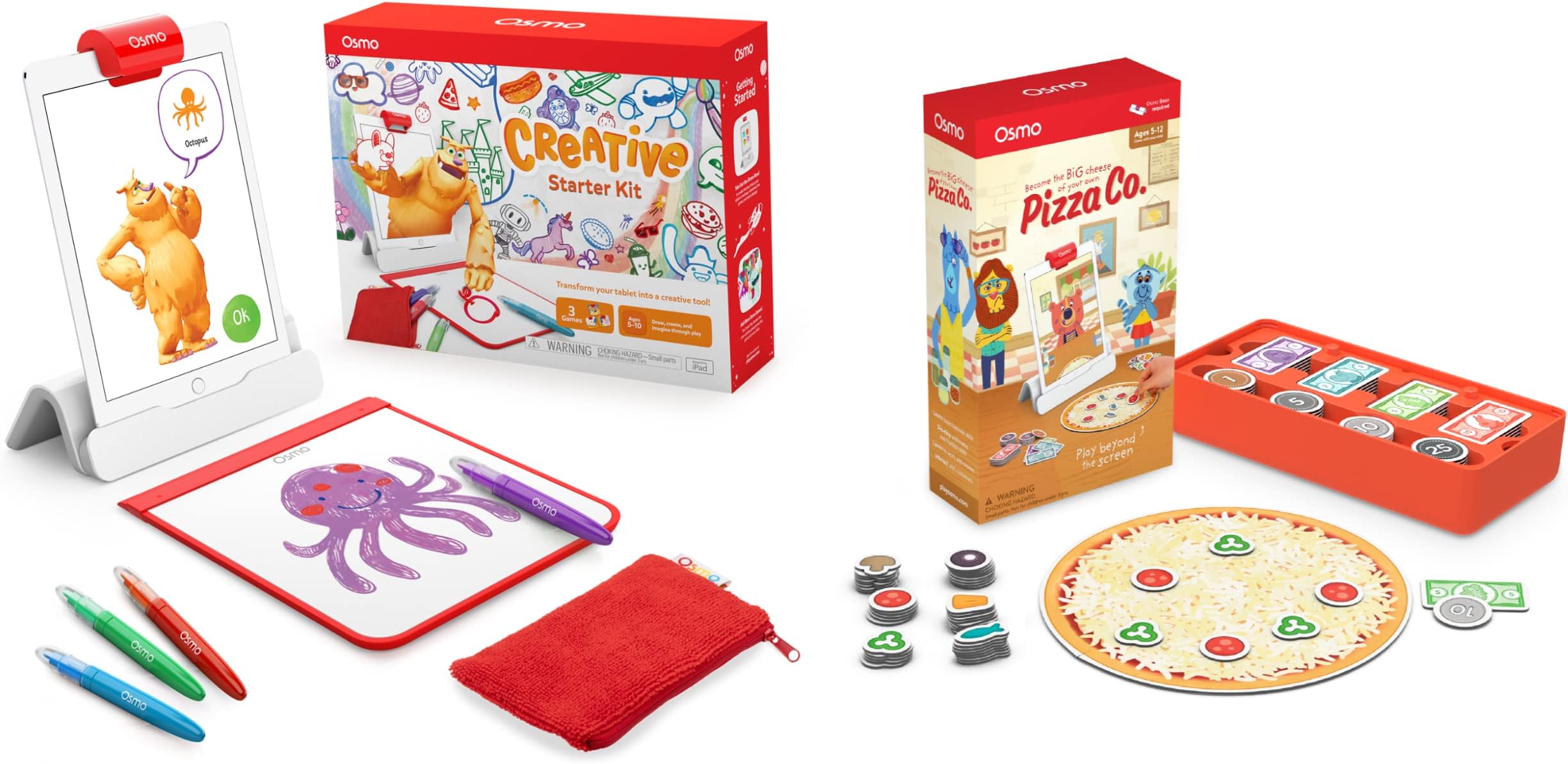 Osmo - Creative Starter Kit for iPad (Ages 5-10) + Pizza Co. Game Bundle (Ages 5-12) iPad Base Included