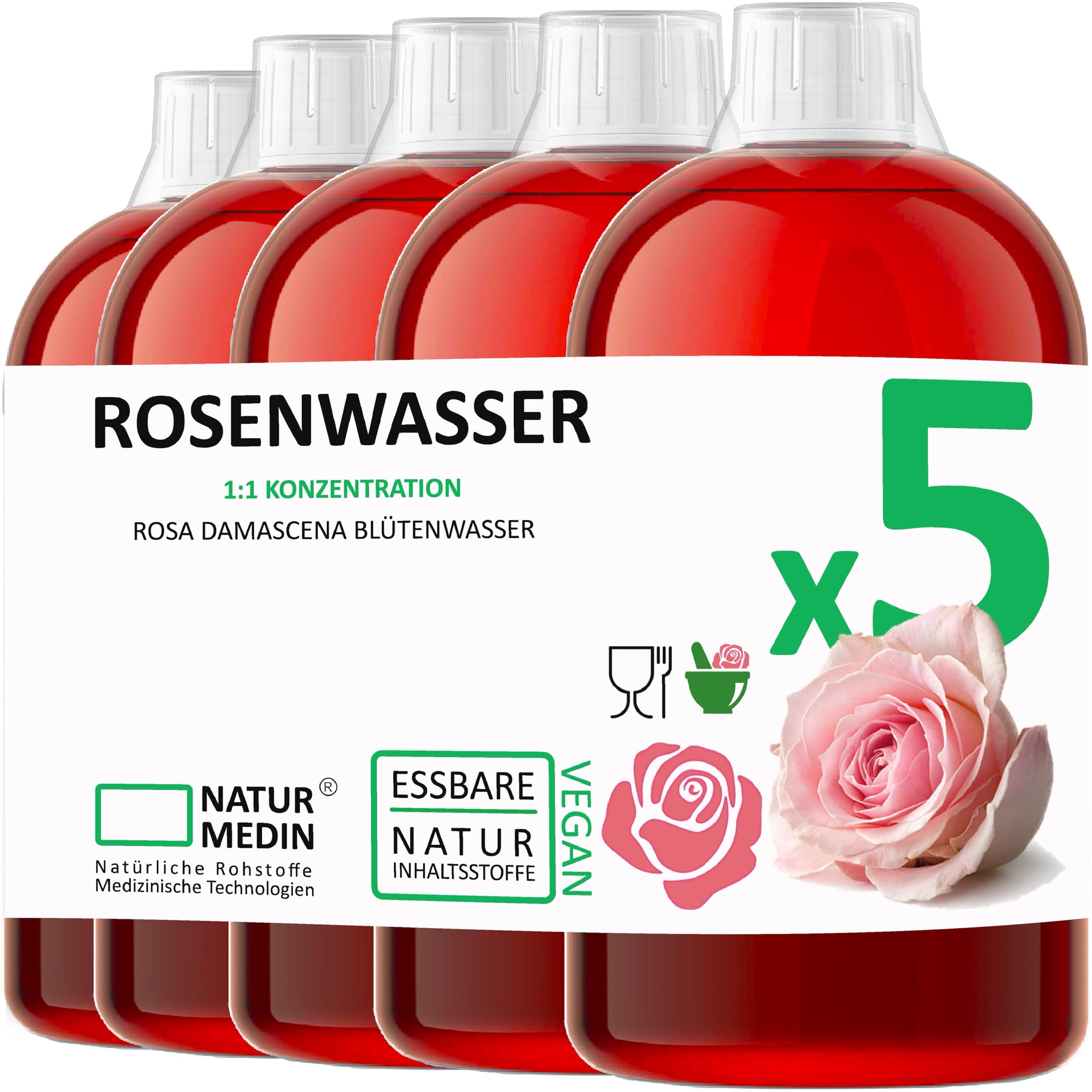 5000-ml (5 x 1.000-ml) ROSENWASSER NATURMEDIN®