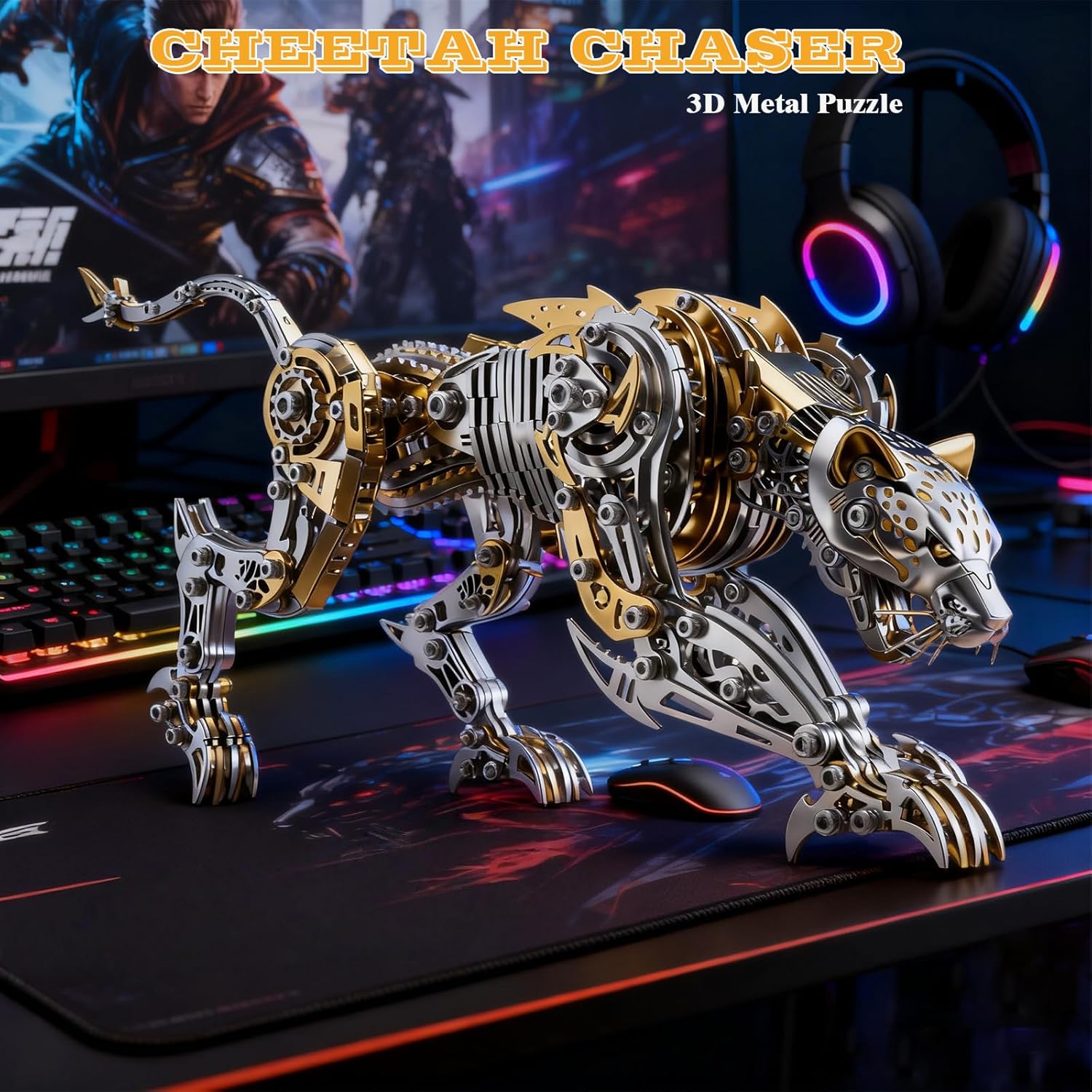 3D Metal Puzzle for Adults,Cheetah Puzzle Building Set，3D Metal Model Kit, Brain Teaser Puzzles DIY Assembling for Stress Relief - A Collectible Gift for a Man