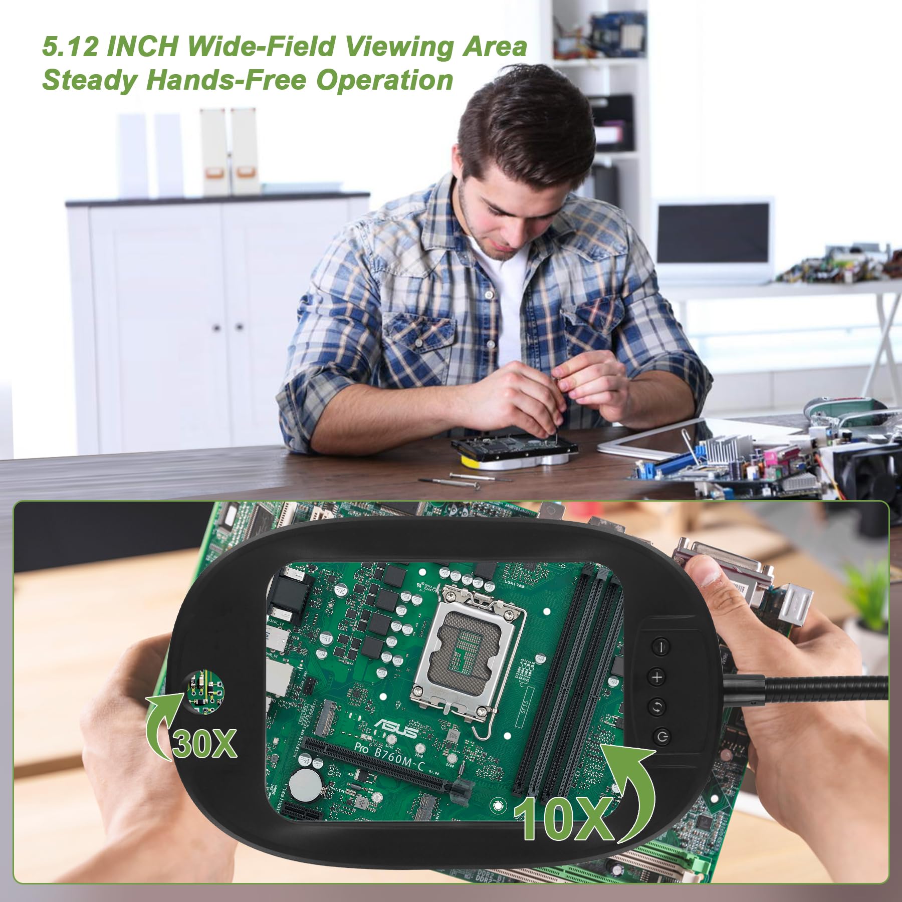 10-fache Lupe mit Licht & Bodenstehend, 45 LEDs Schreibtischlampe, 5 Farbtemperaturen, 4 Helligkeitsstufen, Perfekt für Diamantkunst, Zubehör, Hobby, Handwerk, Lesen, Naharbeit