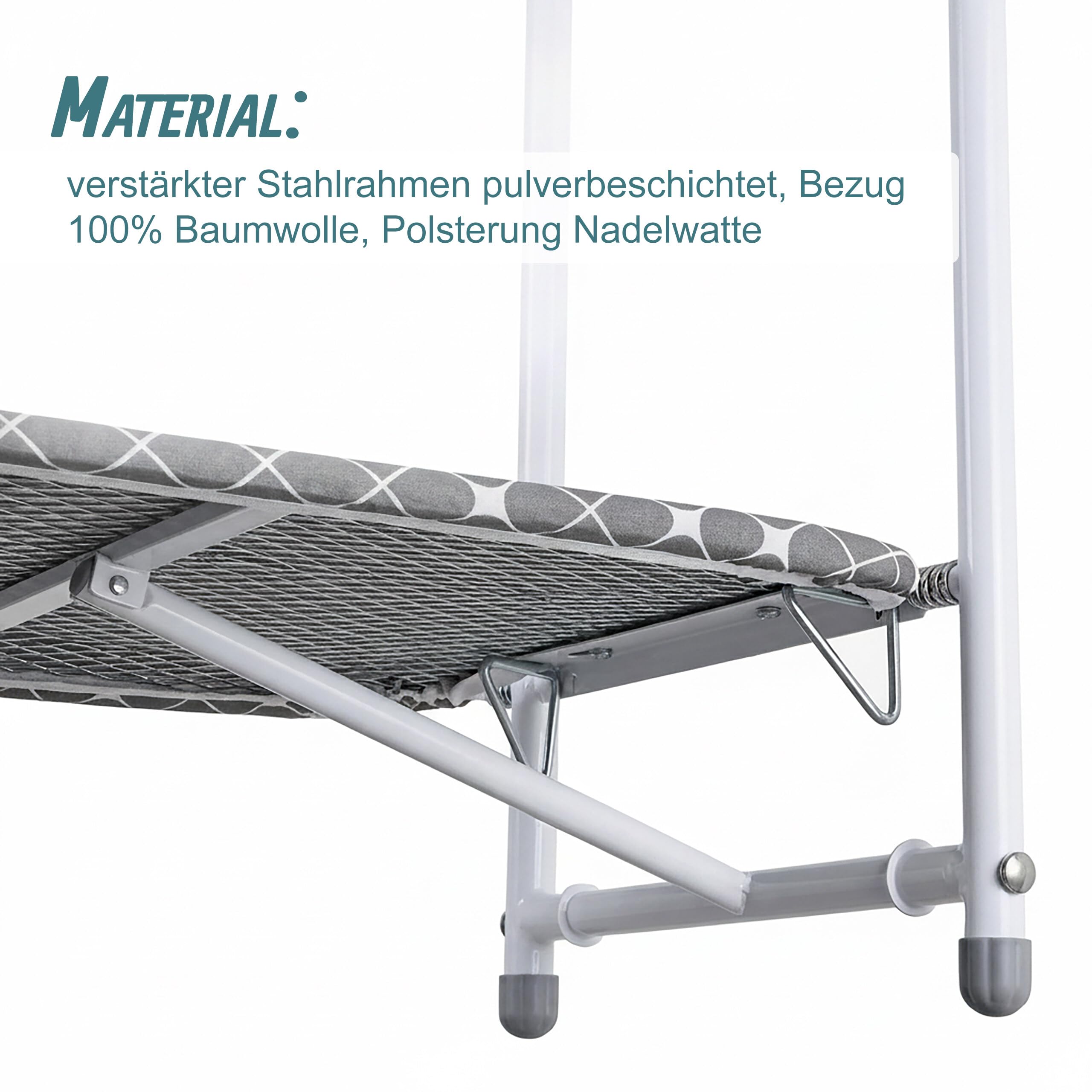 Relaxdays Bügelbrett Türmontage, 108,5 x 43 cm, weiß/grau | platzsparend klappbar, kleine Räume, Bügeltisch zum Aufhängen