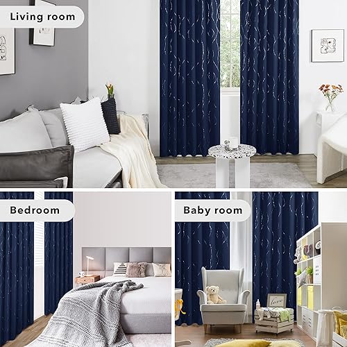 Miniatura 6 de Deconovo Cortinas opacas para dormitorio, largo 72 pulgadas, cortinas de oscurecimiento de habitación, pestaña trasera y bolsillo para barra,