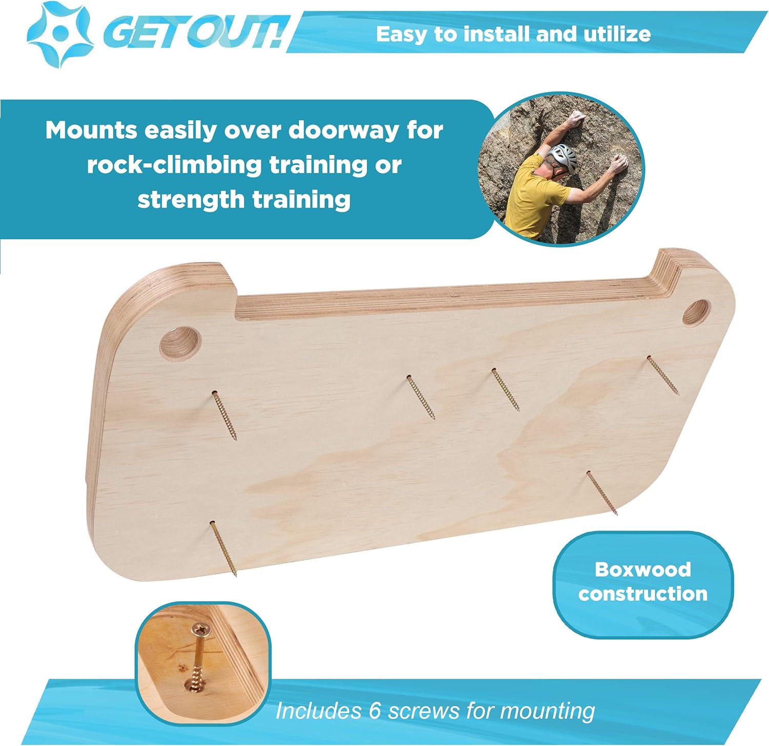 Buy Get Out Wooden Training Board Rock Climbing Hang Board With Hand Grip Full Size Fingerboard Pull Up Hanging Hangboard Online In Kazakhstan B08hbyk5bt