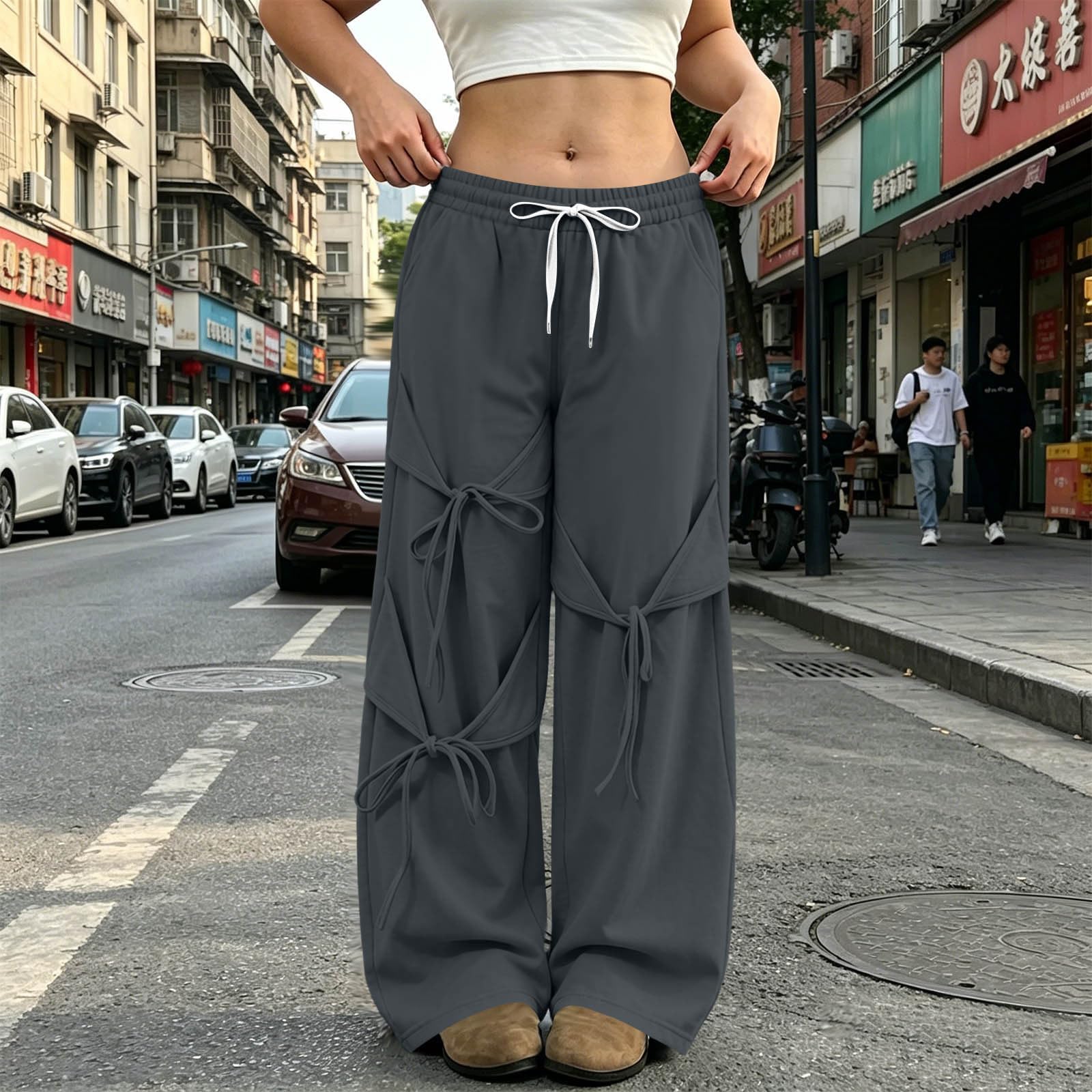 Leggings Motorradhose Luftige Hose Traininghose Hohe Taille Dehnbar Lounge Lang Palazzo Hose Weite Lose Laufhosen Mit Taschen Elegante Hosen Freizeithose