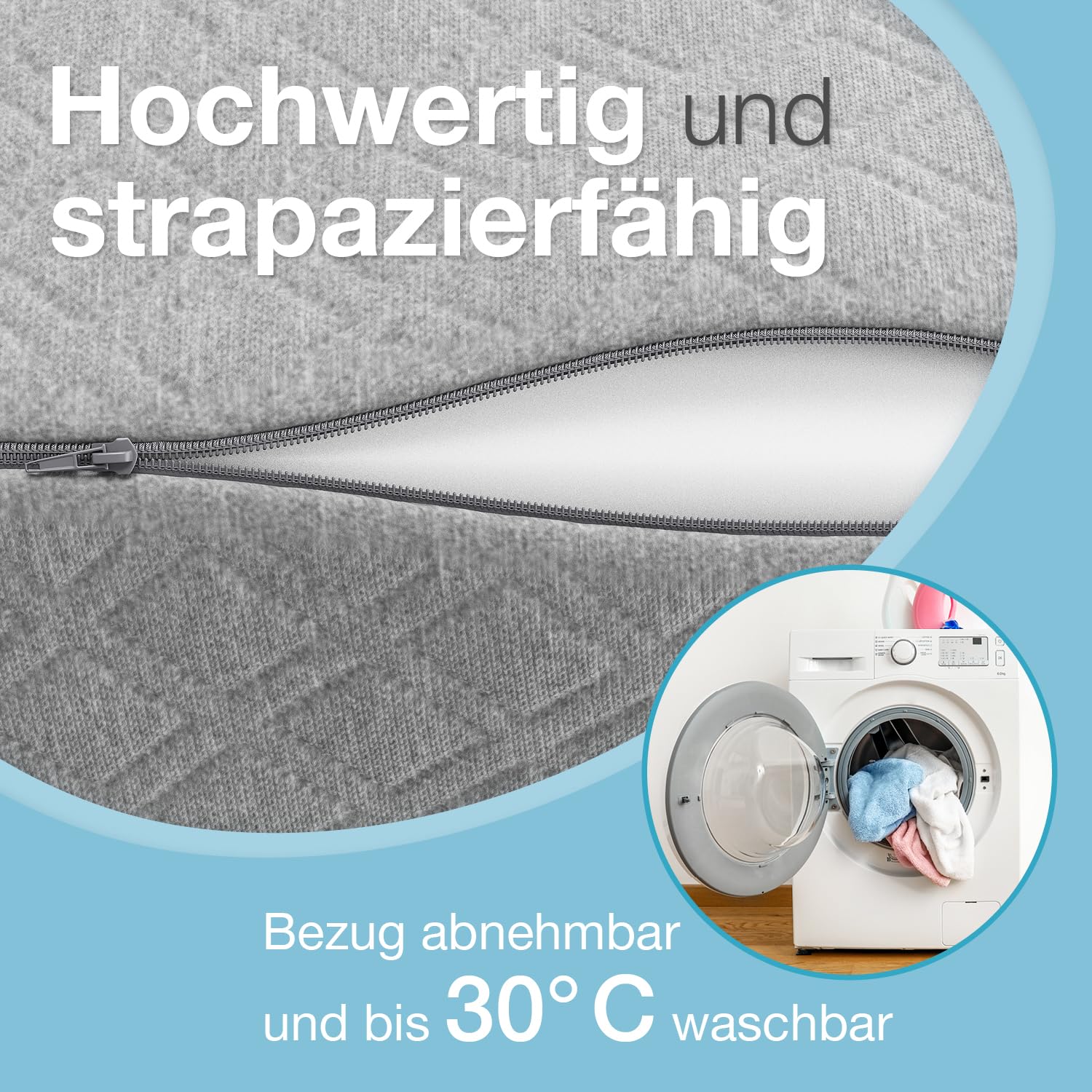ELONEO Venenkissen Beinhochlagerungskissen aus Memory Foam, Beinkissen zur Entlastung, Lagerungskissen mit abnehmbaren Bezug, 62x40x24 cm, grau