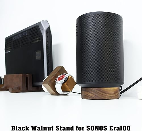 Miniatura 5 de Soporte de escritorio de madera para Sonos Era 100 Soporte de altavoz de escritorio - Sonos Era 100 Soporte para mesa, el soporte puede almacenar el