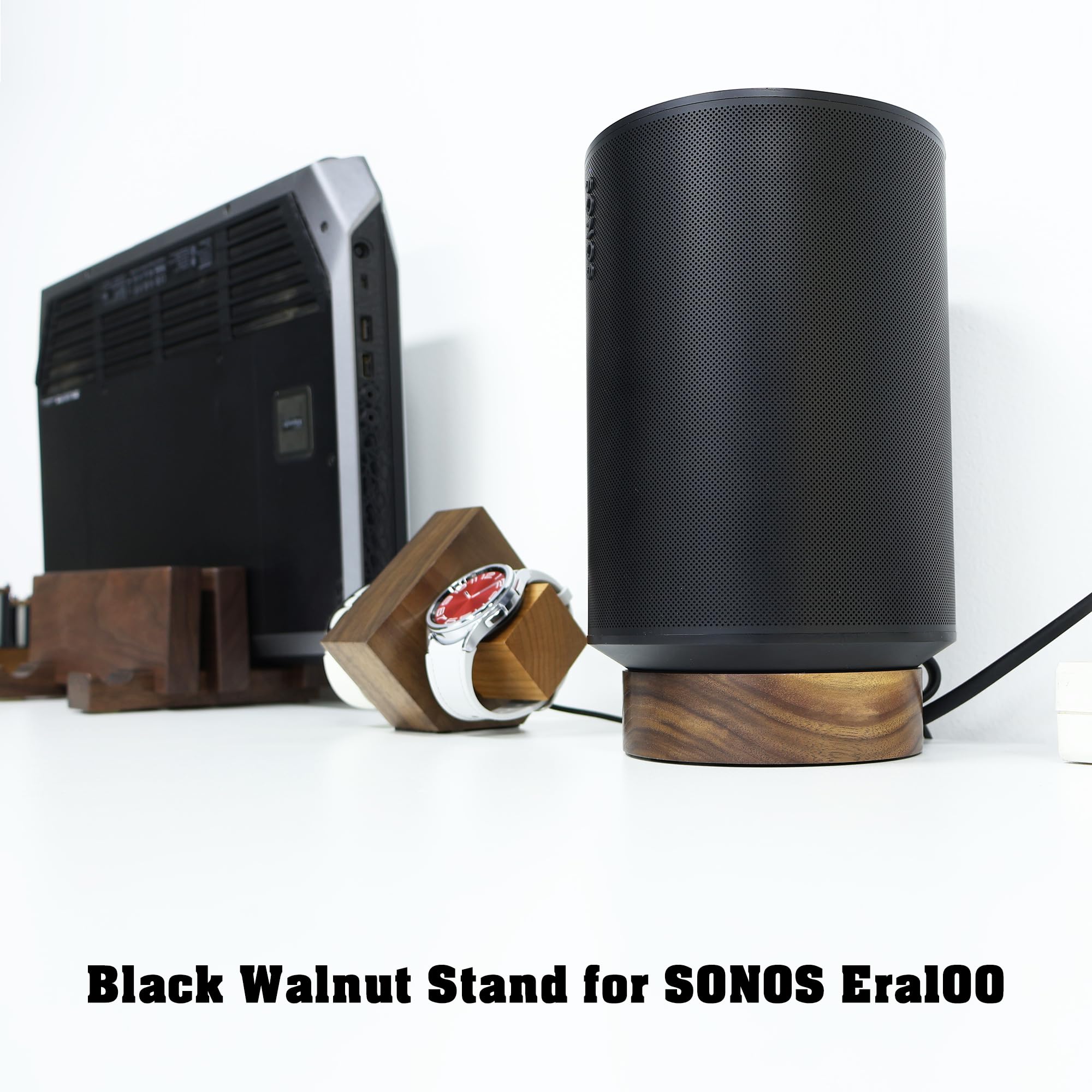 Soporte De Madera Elevado Para Sonos Era 100 - Base Estable Con Almohadillas Antideslizantes Y Tornillos De Seguridad (Para Escritorio)