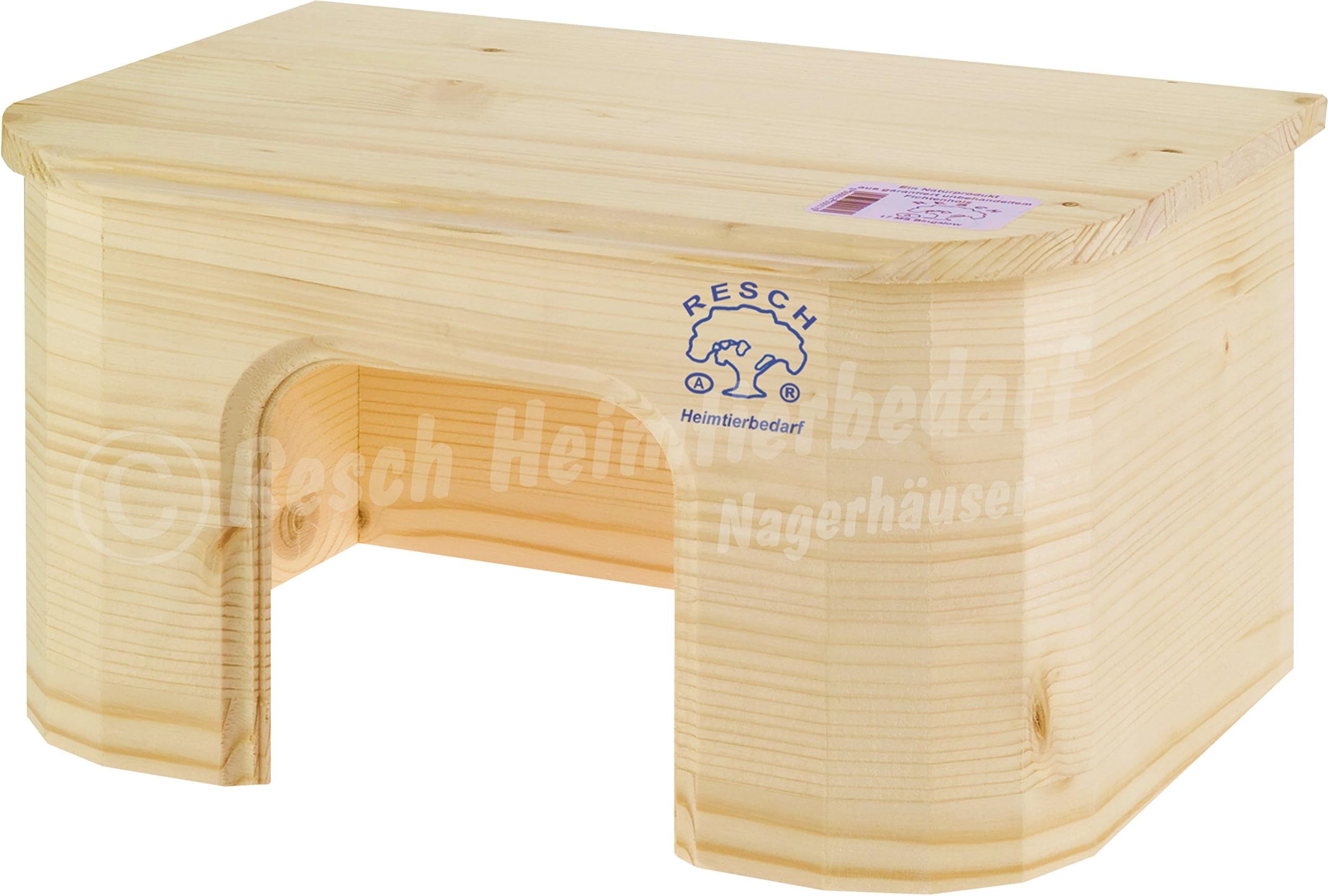 Resch No17 Guinea pig bungalow Natural solid wood made of spruce / Rounded design, with an extra large entrance