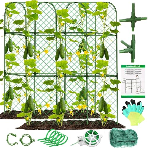 Cucumber Trellis for Garden, Upgrade U-Shaped Metal Garden Trellis Plant Grow Su