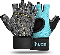 Vista 9 de ihuan Guantes transpirables para levantamiento de pesas: soporte de muñeca para ejercicio sin dedos Mejora la protección de la palma Agarre