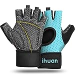 ihuan Breathable Weight Lifting Gloves: Fingerless Workout Gym | Wrist Support | Enhance Palm Protection | Extra Grip for Fitness| Training | Rowing | Pull-ups