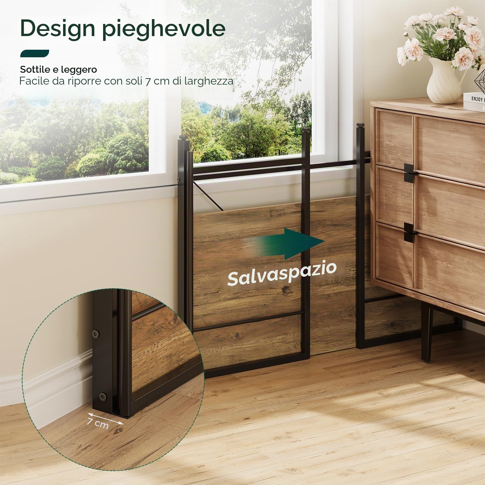 Dripex Scrivania pieghevole XXL, 110 x 50 cm, pieghevole, con struttura in acciaio, salvaspazio, impermeabile, per casa, ufficio, studio (Oak)