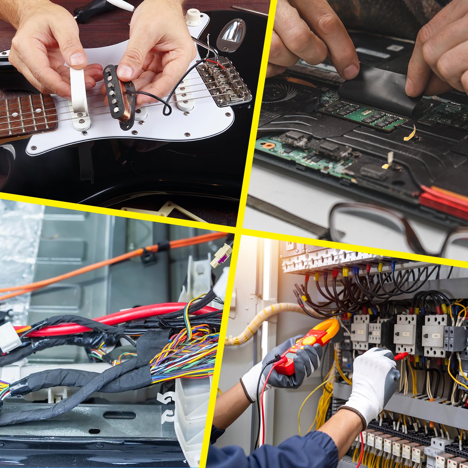 MECCANIXITY Cinta adhesiva aislante de tela de acetato, 1.6 pulgadas x 98 pies, cinta de tela resistente al calor para laptop, reparación de guitarras eléctricas y automotrices, arnés de cables