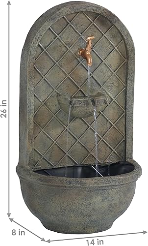 Miniatura 3 de Sunnydaze Messina - Fuente de agua de pared para exteriores fuente de cascada montada en la pared y característica de agua de patio trasero con