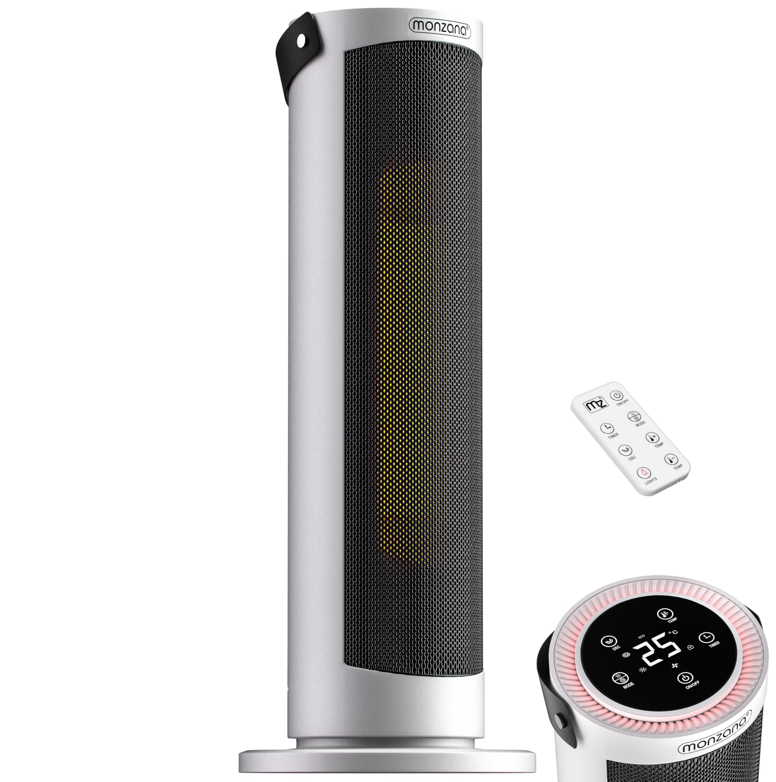 MONZANA® Radiateur soufflant blanc céramique 2000W 15-35°C économique oscillation 70° chauffage d'appoint salle de bain