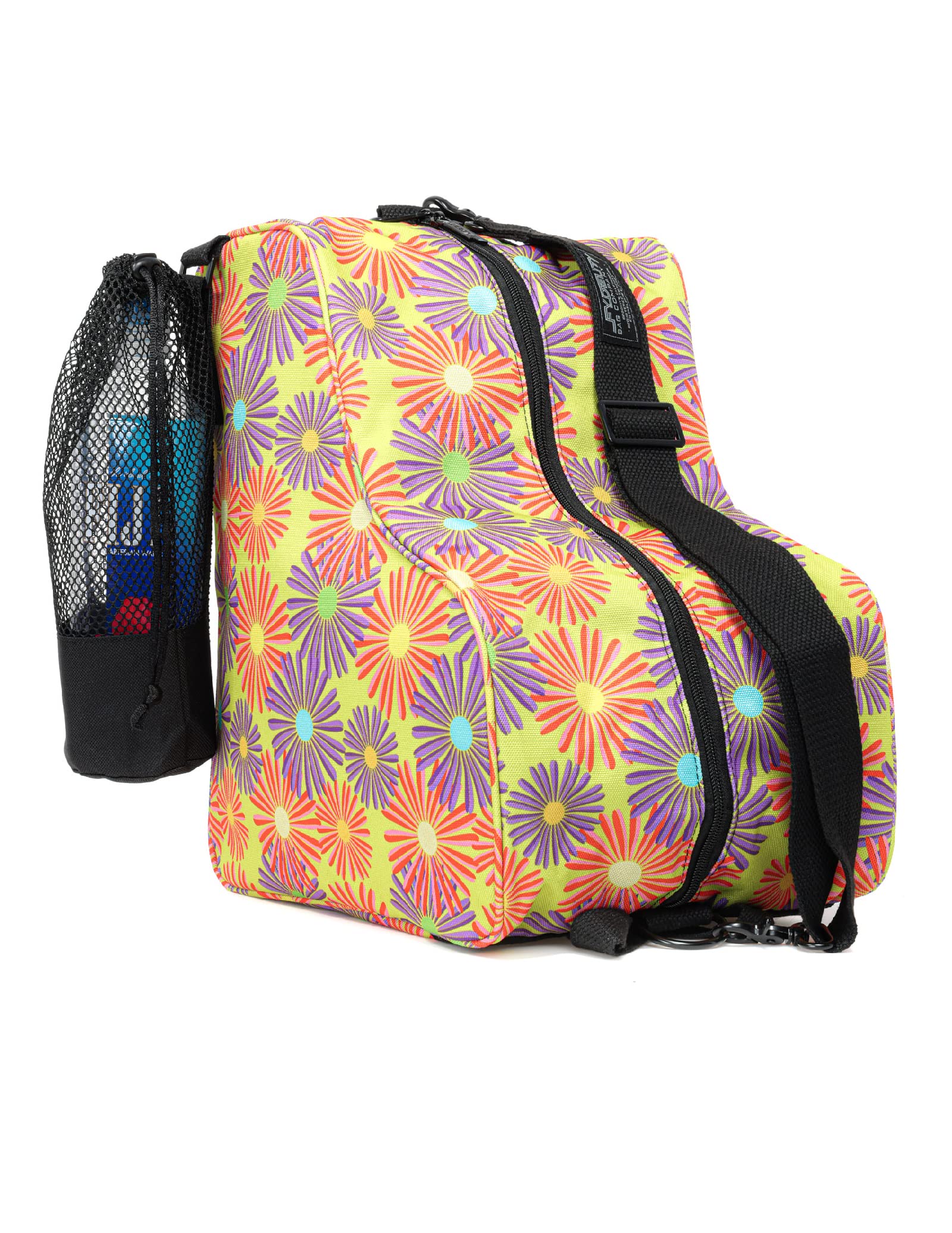 Fydelity Cute Roller Skate Bags for Women; Ideal Quad Roller Skate Bag or Roller Skate Bags for Girls; Use as Ice Skating Bag, Figure Skating Bag, Ice Skate Bags for Girls w/Clip-On Water Bottle Bag