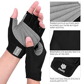 FitsT4 Sports Half Finger Padded Palm Gloves for Diving, Sailing, Jet Skiing, Stand-UP Boarding, Kayaking and Water Skiing, Suitable for Men&Women&Youth Black S