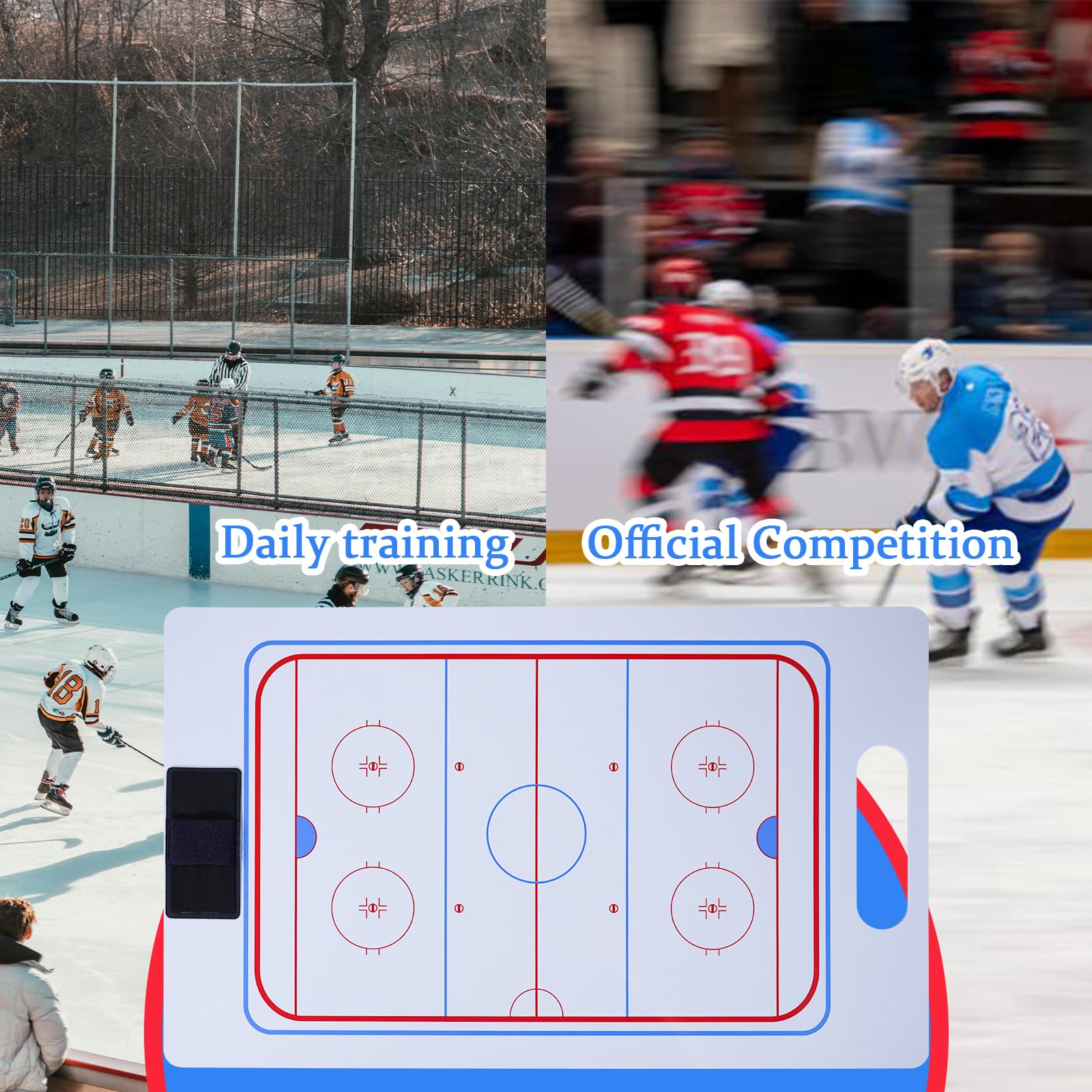 Joyeee Lavagna bianca tattica cancellabile su entrambi i lati con pennarello e clip per penna per allenatori, giocatori, accessori per attrezzature da hockey, regalo perfetto per allenatori, giocatori