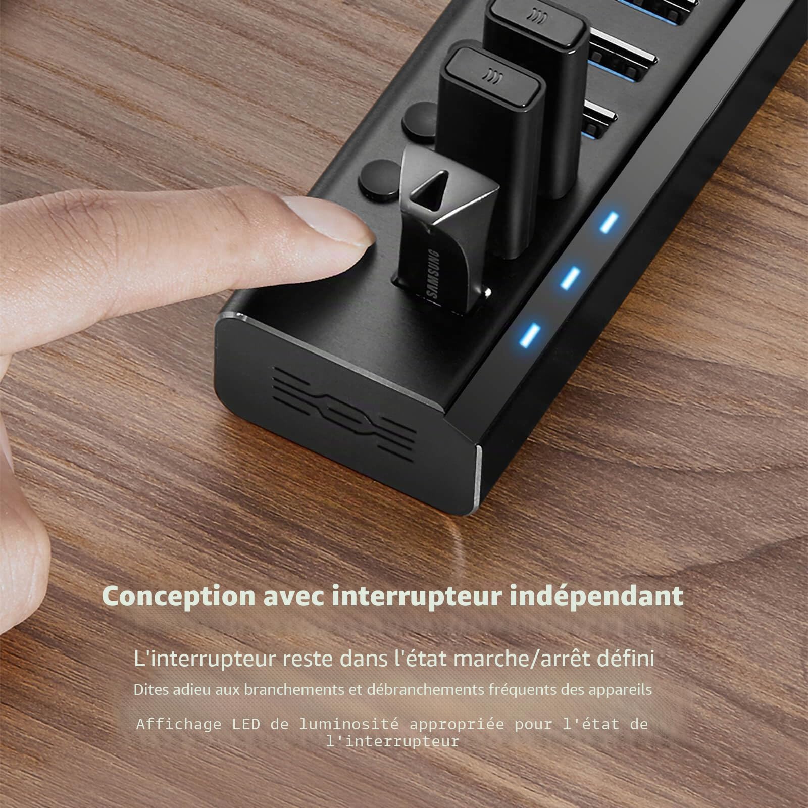 RSHTECH Hub USB 3.2 Alimenté à 13 Port, Multiprise Hub USB 10Gbps, RSH-A13