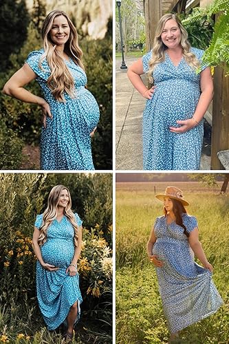 Miniatura 2 de OUGES Maternity Maxi Dress Wrap Baby Shower Pregnancy Dresses for Photoshoot Maternity Outfits Summer Clothes 2026