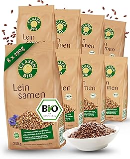 CLASEN BIO – Leinsamen geschrotet 8x250g Bundle – Leinsaat-Schrot nussig-würzig & quellend – Flax Seeds ideal für Gebäck, Brote & Müsli – Als Eiweiß- & Eisenquelle, reich an Mangan & Ballaststoffen