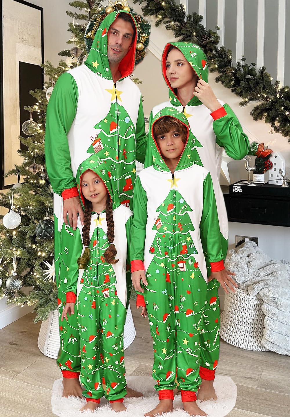 YEAXLUD Christmas Pajamas for Family, Matching Cute Sleepwear Xmas Pjs Onesie Pajamas for Women Men Couples Kids(Position Xmas Tree-Women-XXL) - Image 5