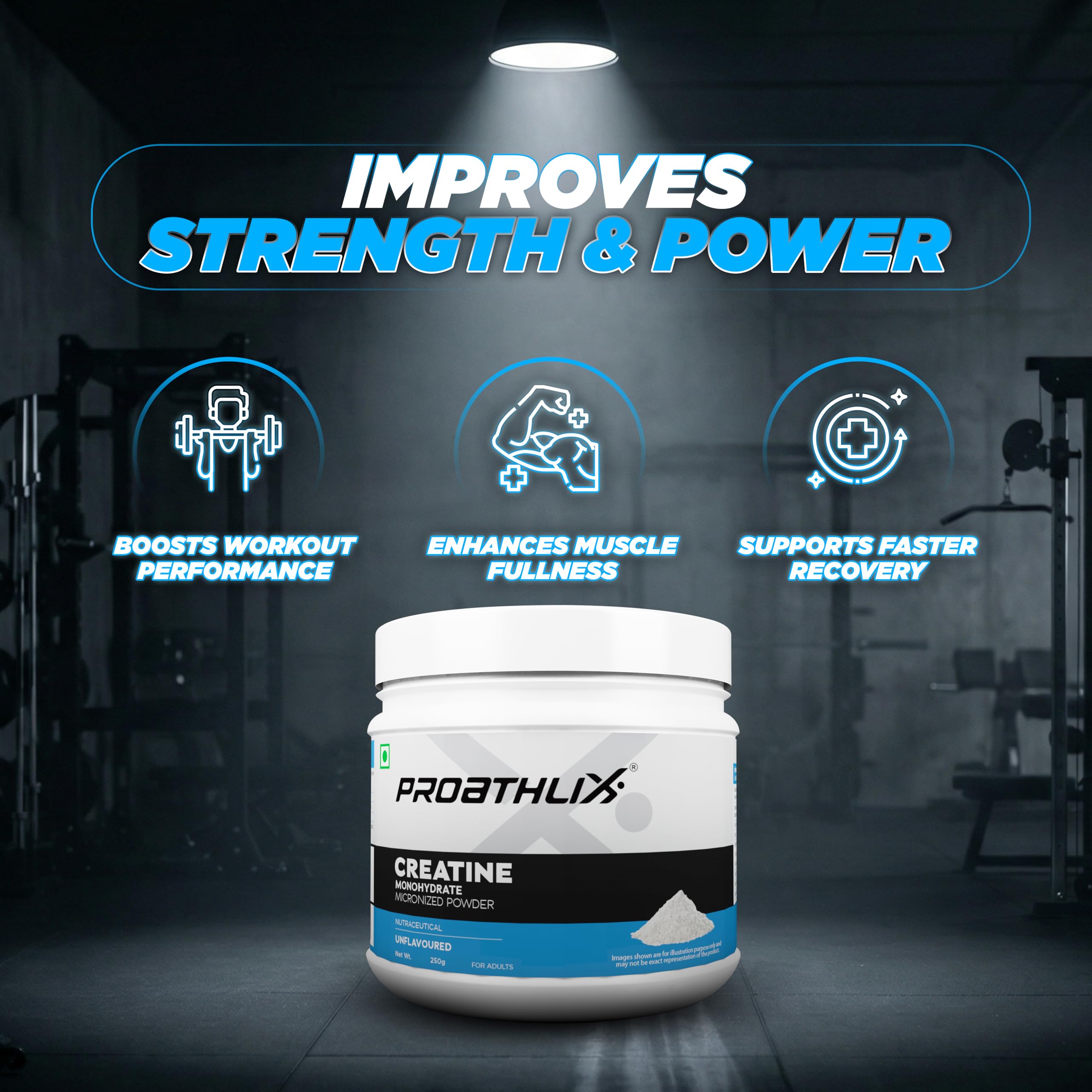 Proathlix Creatine Monohydrate Powder 250g and Unflavoured | 83 Servings, 3g Creatine per scoop | Increase Strength, Reduce Fatigue and Boost Muscle Growth — Amazon image 2