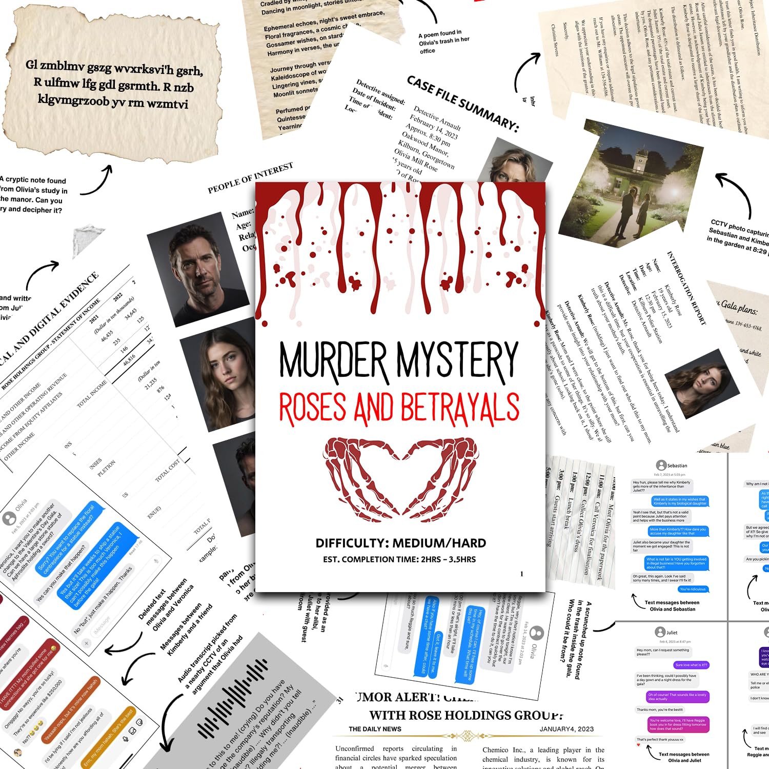Roses and Betrayals Murder Mystery Cold Case File | Mystery Game | Detective Crime Game | Unsolved Cold Case Murder File | Brain Strategy Games | Friend, Family & Gatherings Games-image-10