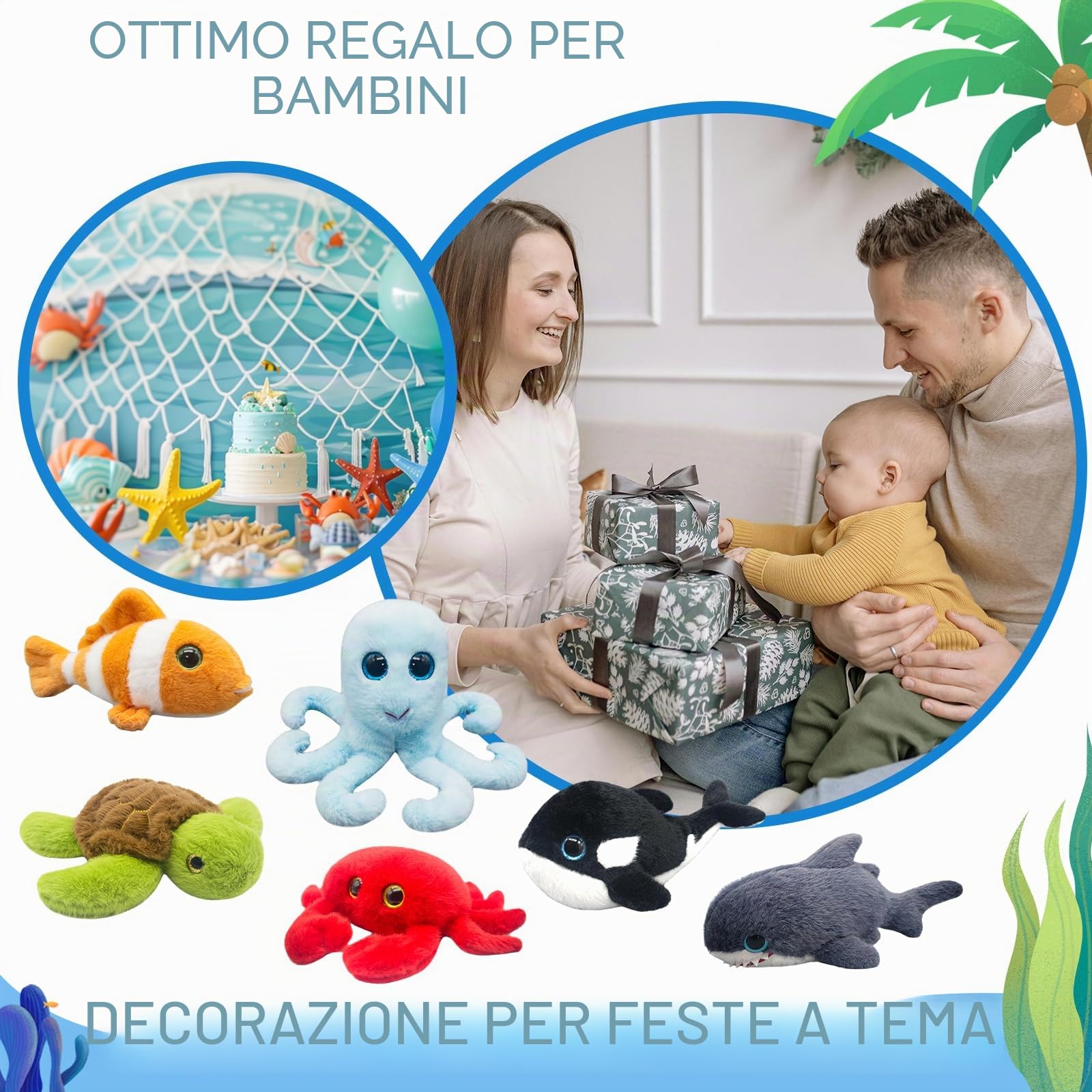 Mini Bambini Oceano Peluche Carino Bambini Oceano Pupazzo 6 Pezzi | Carino peluche bambini oceano, realistico & morbido, regali per compleanni e occasioni speciali per bambini, decorazione