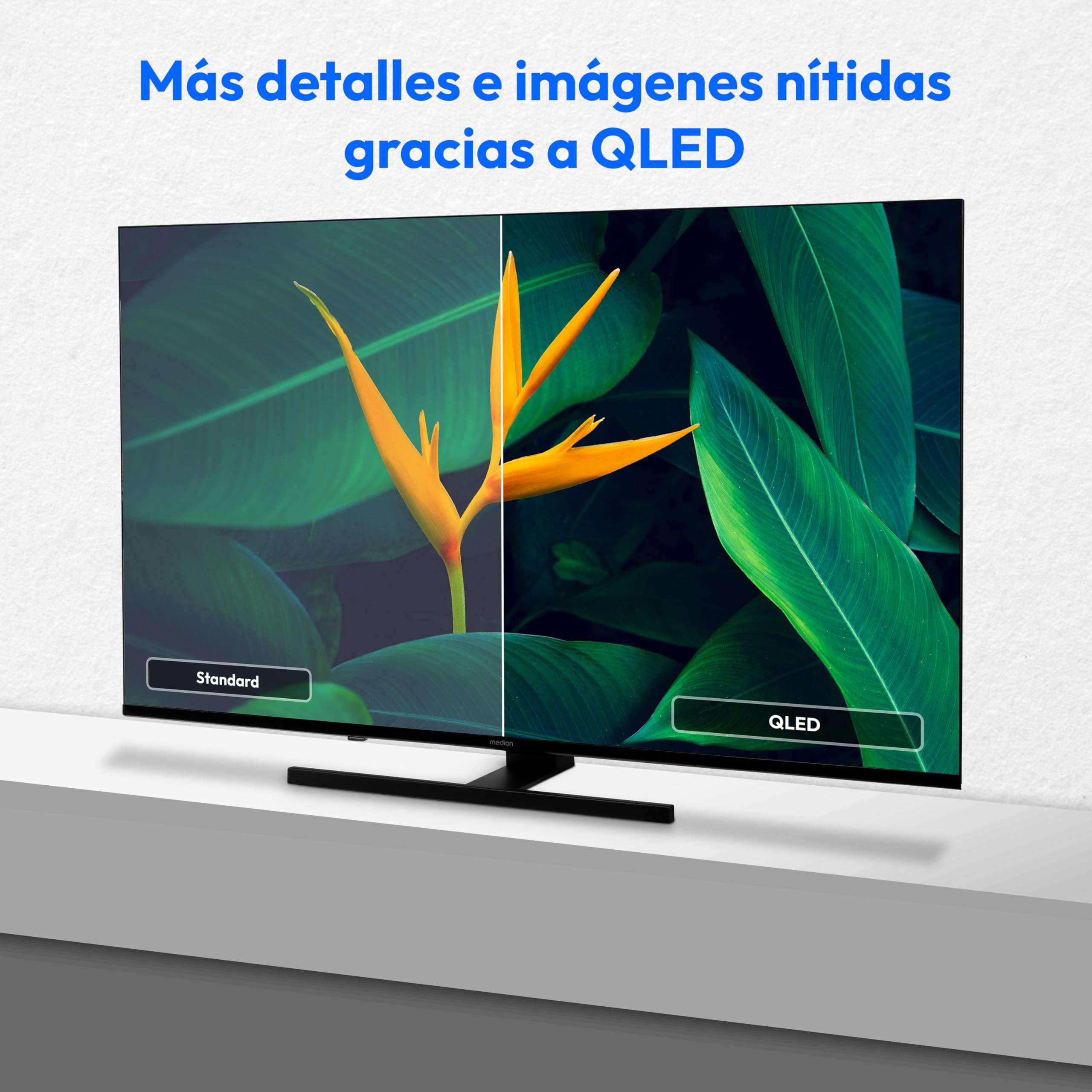 MEDION Televisor QLED 108 cm (43 Pulgadas) (Smart TV, 4K, Dolby Vision HDR, Netflix, Prime Video, Disney+, Dolby Atmos, DTS X, Compatible con Google TV, PVR, Bluetooth, MD 843700)