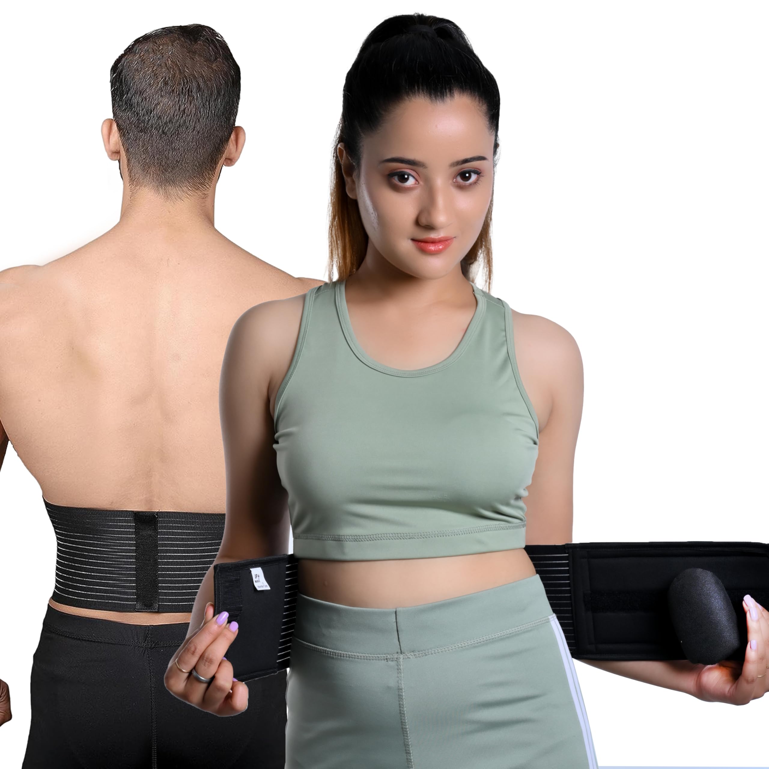 Wonder Care Polyester, Umbilical Black Hernia Belt Pain Relief Support Brace With 1 Removable Compression Pad For Men & Women (Xxl)