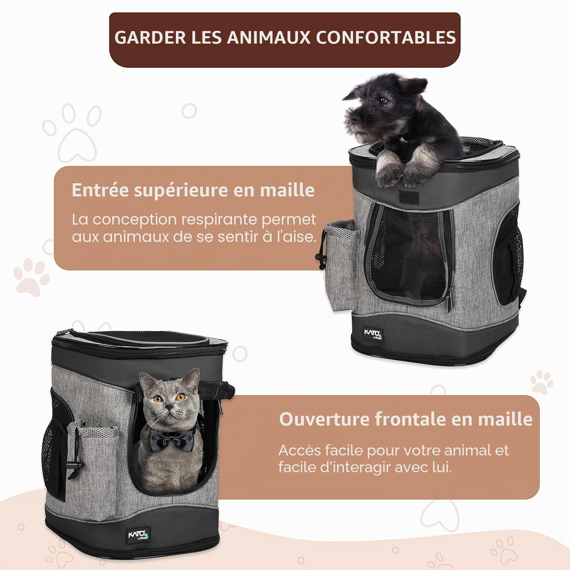 Kritter Planet Sac à Dos pour Animaux avec FenêTre en Maille, Respirant Et Pliable, pour Chiens Et Chats, Tapis IntéRieur Amovible, pour La RandonnéE, Le Cyclisme Et L'ExtéRieur, 8kg Chiots