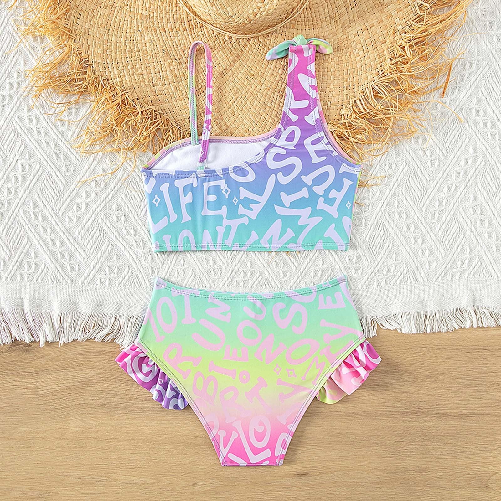 Generisch Traje de baño de verano para niños y niñas, corte entallado, traje de baño, verano, informal, teñido batik, playa, deporte, baño